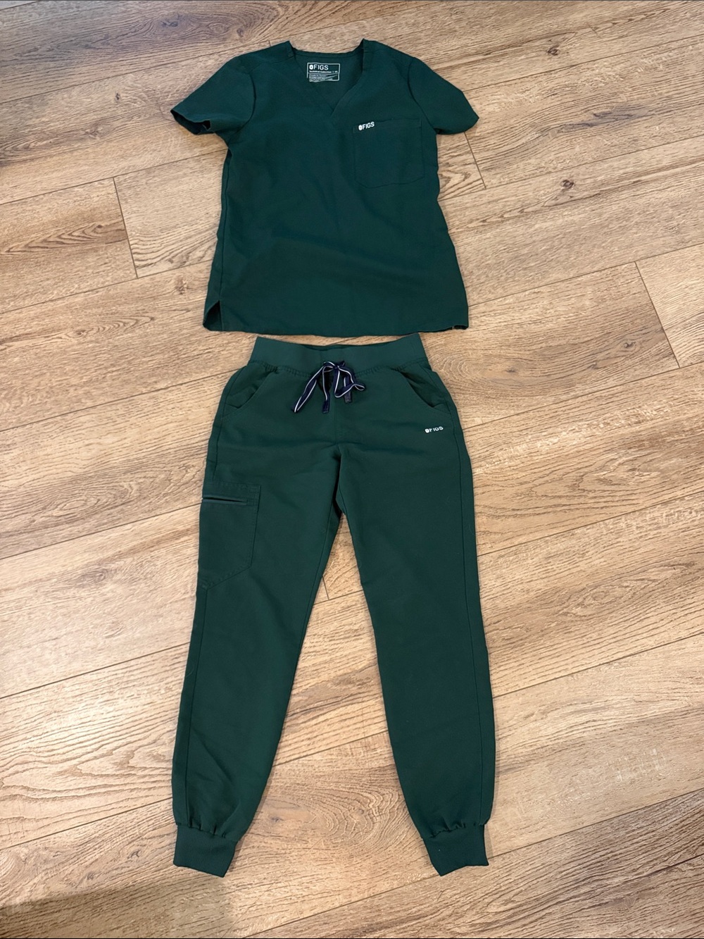 Figs Dark Green Jogger Scrub Pants with Drawstring